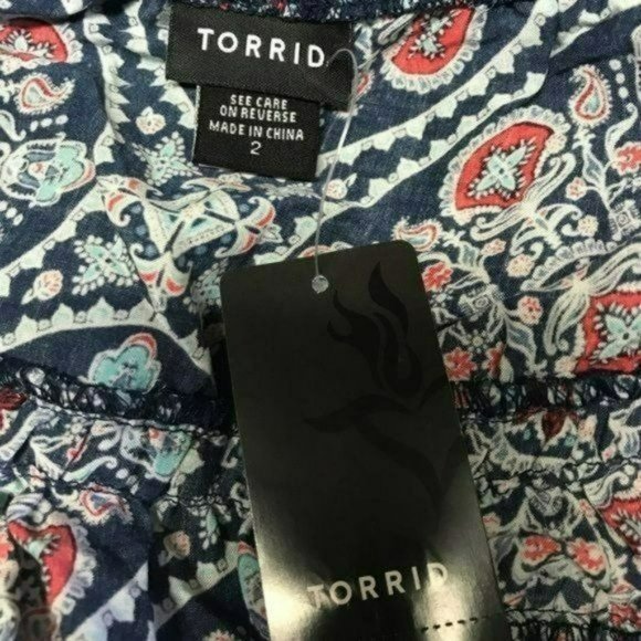 Torrid Paisley Medallion Ruffle Babydoll Top, 2X New with Tag - Picture 3 of 6
